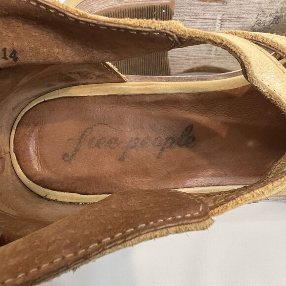 Free People Womens Size 37 Tan Wanderlust Leather Woven Flats Pointed Toe Cutout - Picture 9 of 9